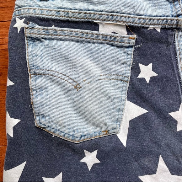 Vintage Levi’s Orange Tab American Flag Raw Hem Distressed Denim cut off Jeans - Picture 10 of 14